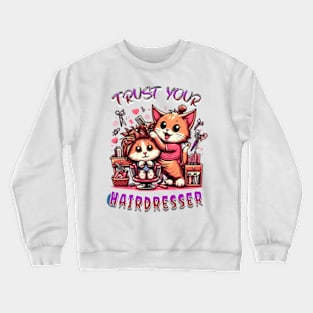 The funny hairdresser cat Crewneck Sweatshirt